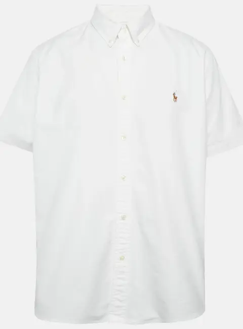 Polo Ralph Lauren White Cotton Half Sleeve Button Down Shirt XXL