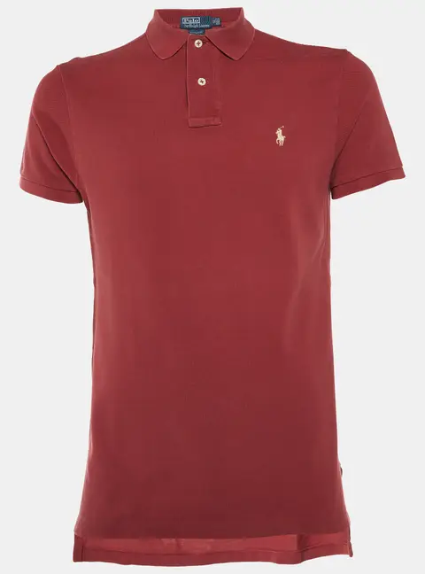 Polo Ralph Lauren Maroon Cotton Custom Fit Polo T-Shirt M