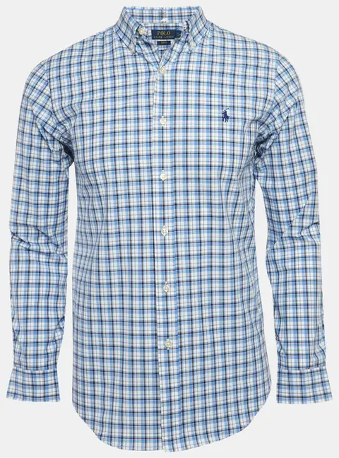 Polo Ralph Lauren Blue Check Stretch Cotton Shirt S
