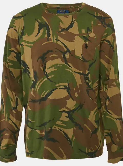 Polo Ralph Lauren Green Camouflage Print Cotton Long Sleeve T-Shirt L