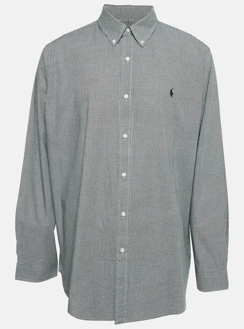 Polo Ralph Lauren Black/White Checks Cotton Classic Fit Shirt XXL