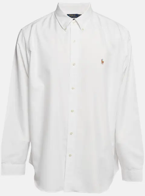 Polo Ralph Lauren White Synthetic Button Front Long Sleeve Shirt XXL