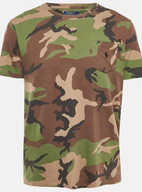 Polo Ralph Lauren Green/Multicolor Camouflage Print Crew Neck T-Shirt L