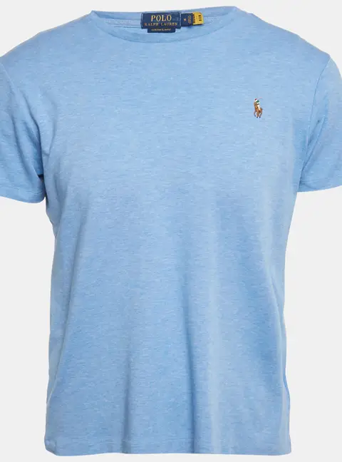 Polo Ralph Lauren Blue Logo Embroidery Cotton Custom Slim Fit T-Shirt M