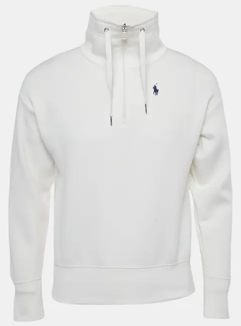Polo Ralph Lauren White Cotton Zip-Up Sweatshirt XXS