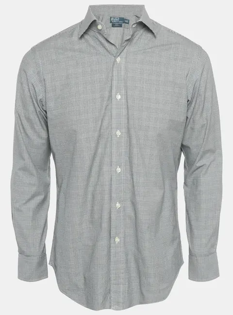 Polo Ralph Lauren Black /White Checkered Cotton Regent Custom Fit Shirt S