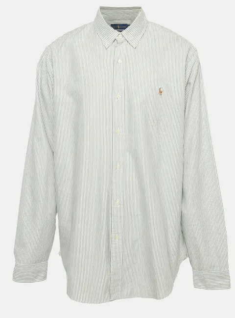 Ralph Lauren Green/White Striped Cotton Classic Fit Shirt XXL