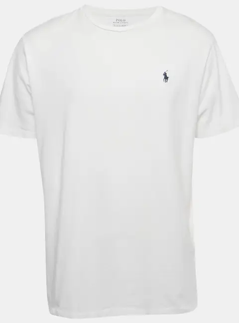 Polo Ralph Lauren White Logo Embroidered Cotton Crewneck T-Shirt XL