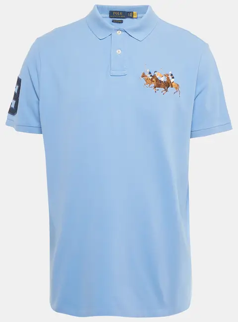 Polo Ralph Lauren Blue Logo Embroidered Pique Polo T-Shirt XL