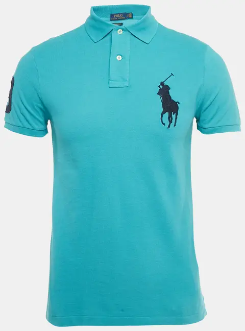 Polo Ralph Lauren Blue Logo Embroidered Cotton Polo T-Shirt S