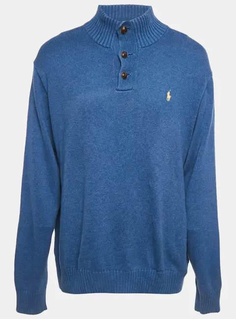 Polo Ralph Lauren Blue Wool Rib Knit Sweater XXL