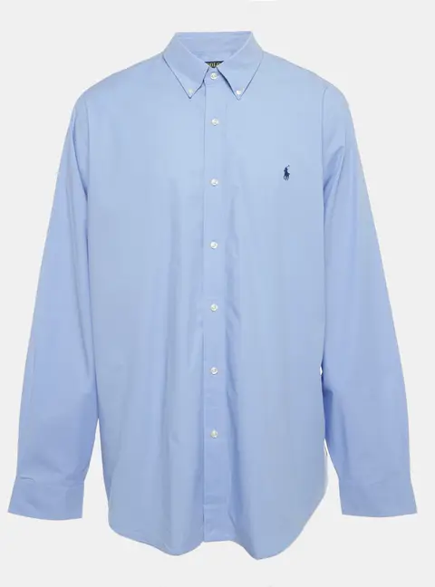 Polo Ralph Lauren Blue Logo Embroidered Cotton Shirt XXL