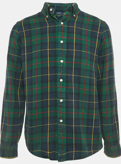 Polo Ralph Lauren Green Tartan Cotton Long Sleeve Shirt M