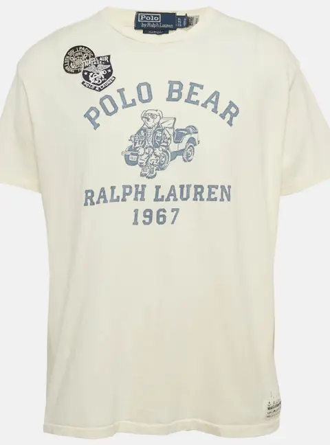 Polo Ralph Lauren Cream Print Cotton Crew Neck T-Shirt XL