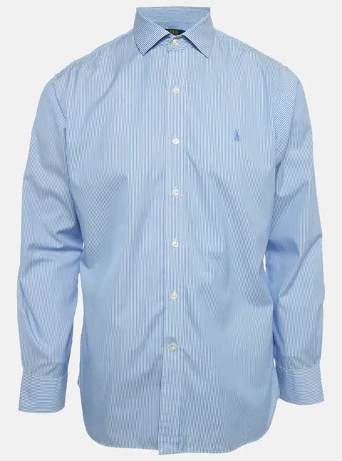 Polo Ralph Lauren Blue Striped Cotton Slim Fit Shirt L