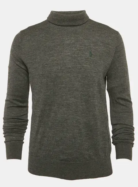 Polo Ralph Lauren Grey Merino Wool Turtle Knit Sweater L