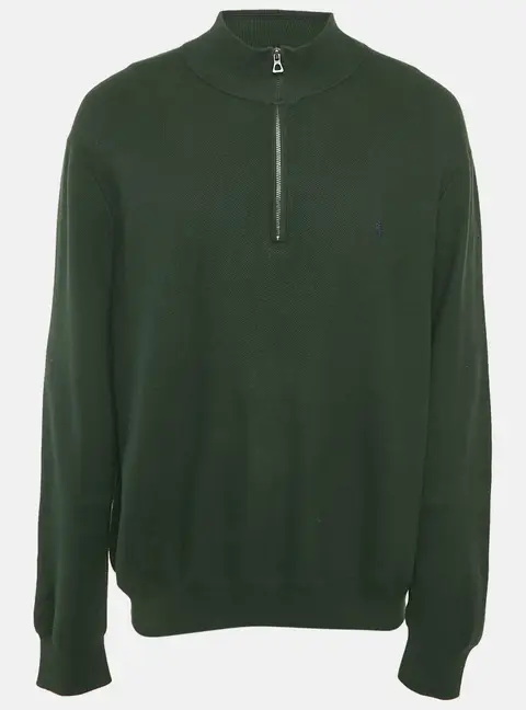 Polo Ralph Lauren Green Cotton Knit Half Zip Sweatshirt XXL