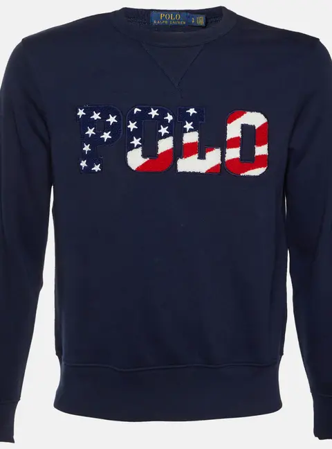 Polo Ralph Lauren Navy Blue Jersey Polo Embroidered Sweatshirt S