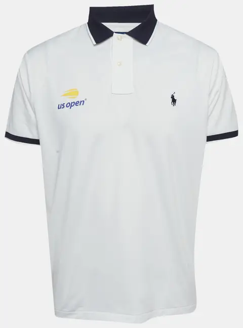 Polo Ralph Lauren White Jersey US Open Slim Fit Polo T-Shirt L