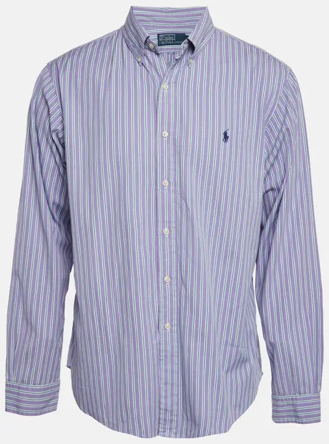 Polo Ralph Lauren Blue Striped Cotton Button Front Shirt XXL