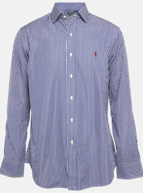 Polo Ralph Lauren Blue Striped Cotton Custom Fit Shirt XL