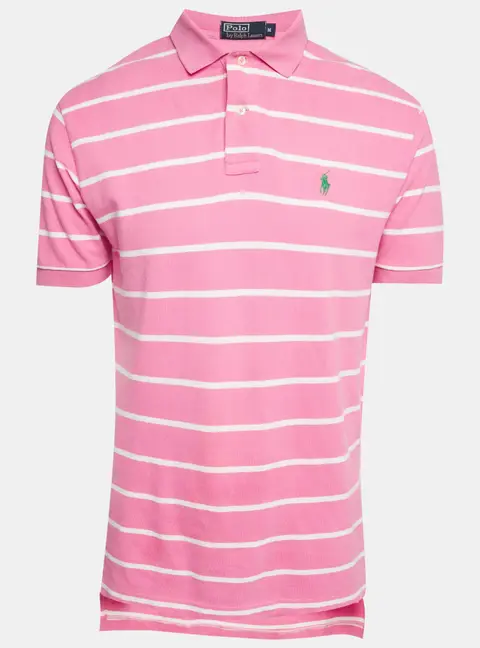 Polo Ralph Lauren Pink Striped Jersey Polo T-Shirt M