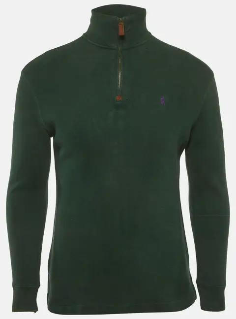 Polo Ralph Lauren Green Wool Knit Quarter Zip Neck Sweater S