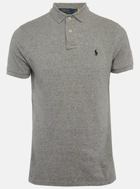 Polo Ralph Lauren Grey Pique Custom Fit Polo T-Shirt M