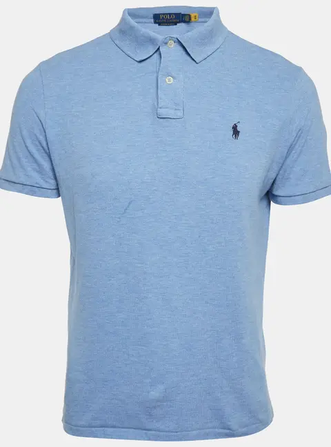 Polo Ralph Lauren Blue Cotton Pique Polo T-Shirt L