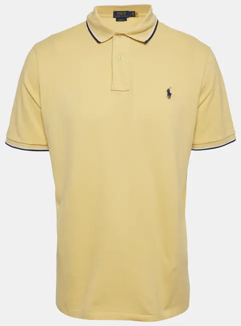 Polo Ralph Lauren Yellow Cotton Pique Polo T-Shirt L