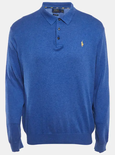 Polo Ralph Lauren Blue Cotton Knit Long Sleeve Pullover L