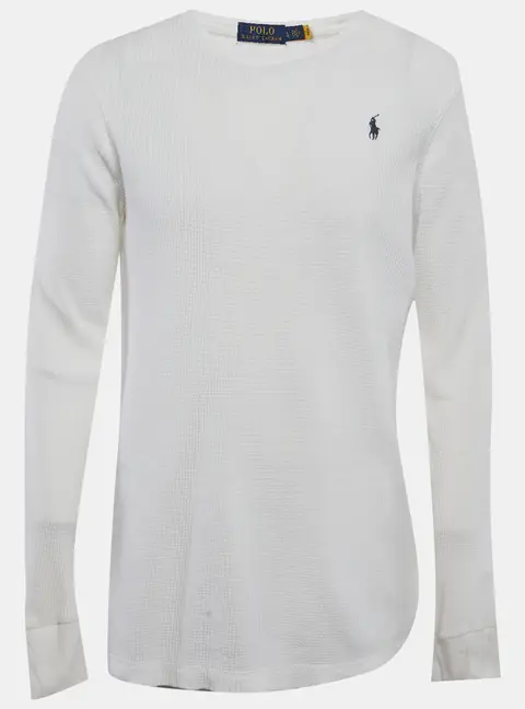 Polo Ralph Lauren White Cotton Knit Crew Neck Pullover L