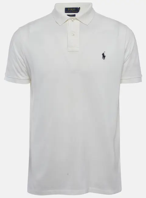 Polo Ralph Lauren White Cotton Pique Polo T-Shirt L