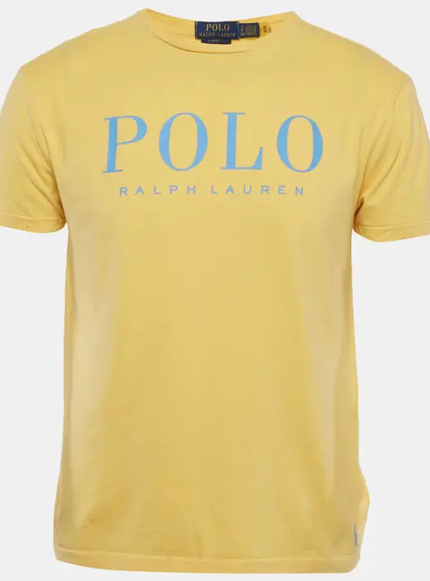 Polo Ralph Lauren Yellow Logo Print Jersey Crewneck T-Shirt S