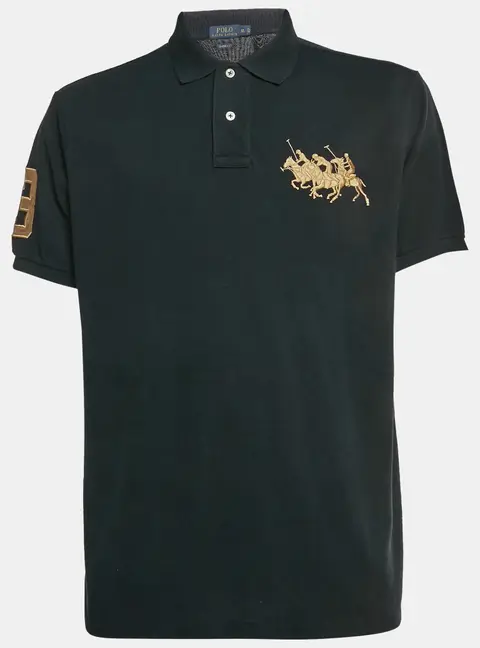 Polo Ralph Lauren Black Cotton Pique Custom Fit Polo T-Shirt XL