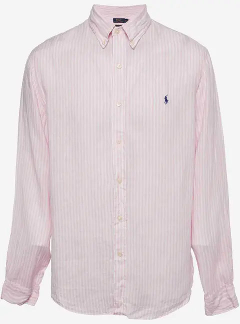 Polo Ralph Lauren Pink Stripe Linen Custom Fit Shirt XL