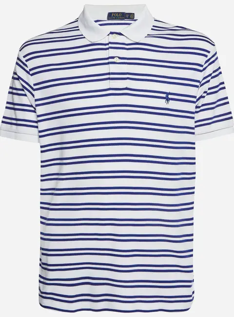 Polo Ralph Lauren White / Navy Blue Stripe Cotton Polo T-shirt XL
