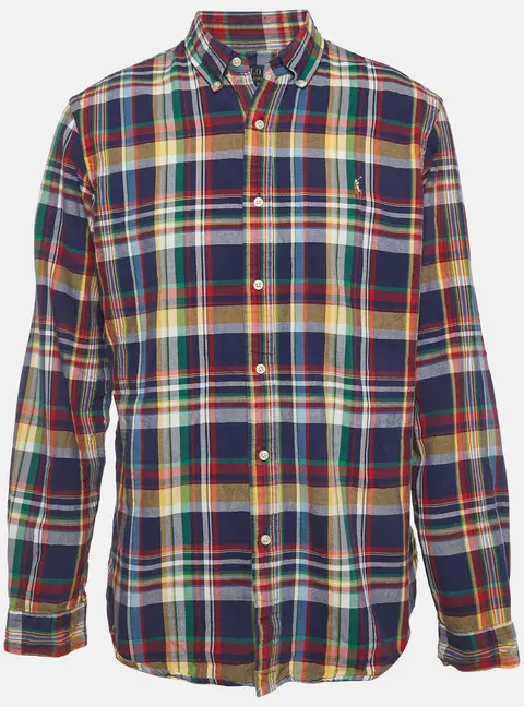 Polo Ralph Lauren Blue Plaid Cotton Button Down Shirt XL