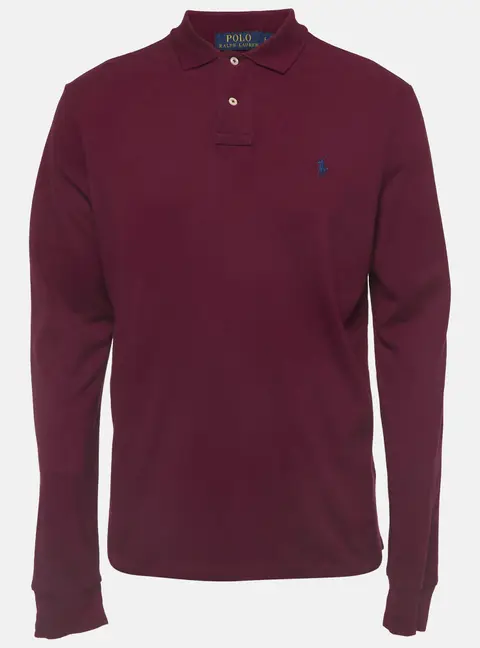 Polo Ralph Lauren Burgundy Cotton Pique Collar Sweatshirt L