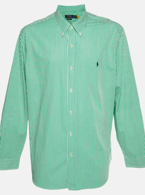 Polo Ralph Lauren Green Stripe Cotton Button Down Shirt XXL