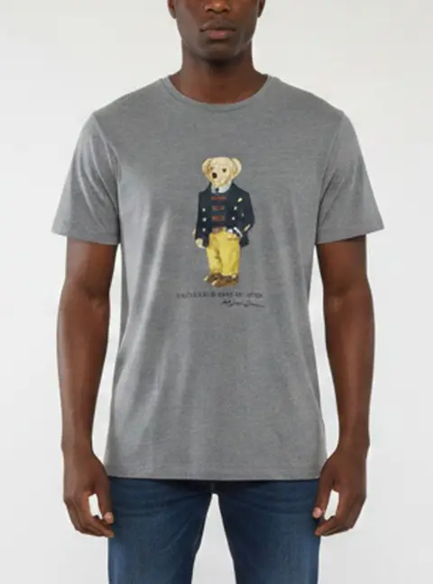 Polo Ralph Lauren Grey Printed Jersey Crewneck T-Shirt L