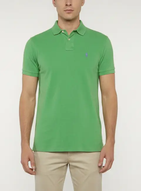 Polo Ralph Lauren Green Cotton Piqu&eacute; Custom Fit Polo T-Shirt S