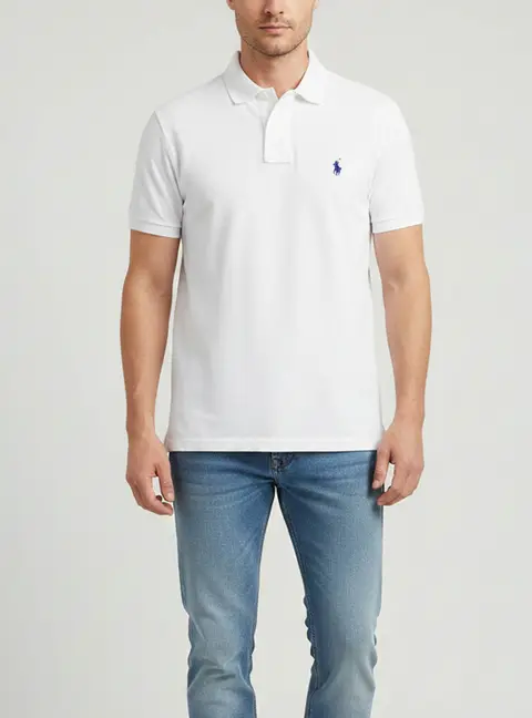Polo Ralph Lauren White Cotton Pique Custom Fit Polo T-Shirt S