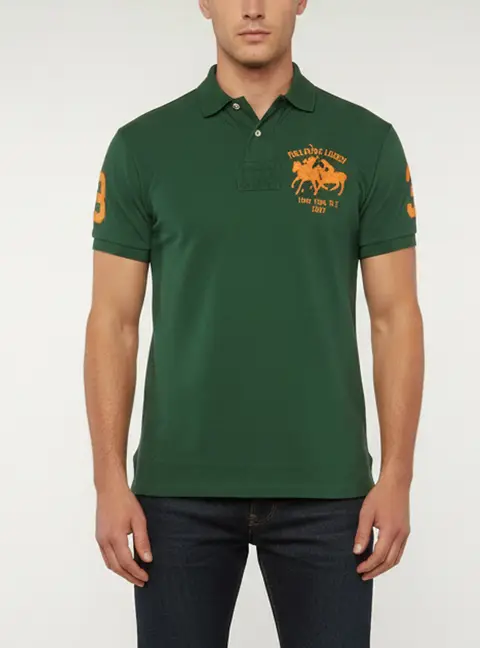 Polo Ralph Lauren Green Cotton Pique Custom Fit Polo T-Shirt S