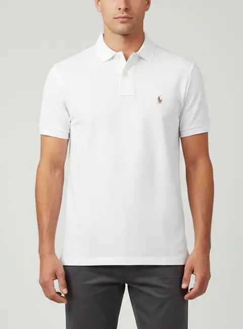 Polo Ralph Lauren White Cotton Pique Custom Fit Polo T-Shirt S