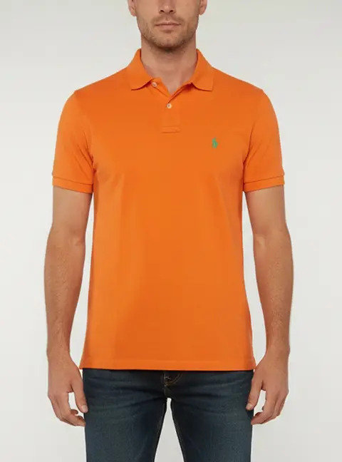 Polo Ralph Lauren Orange Cotton Pique Distress Polo T-Shirt S