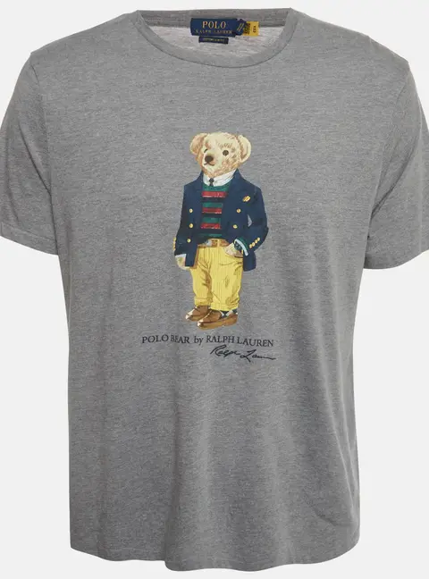 Polo Ralph Lauren Grey Printed Jersey Shirt Sleeve T-Shirt XL