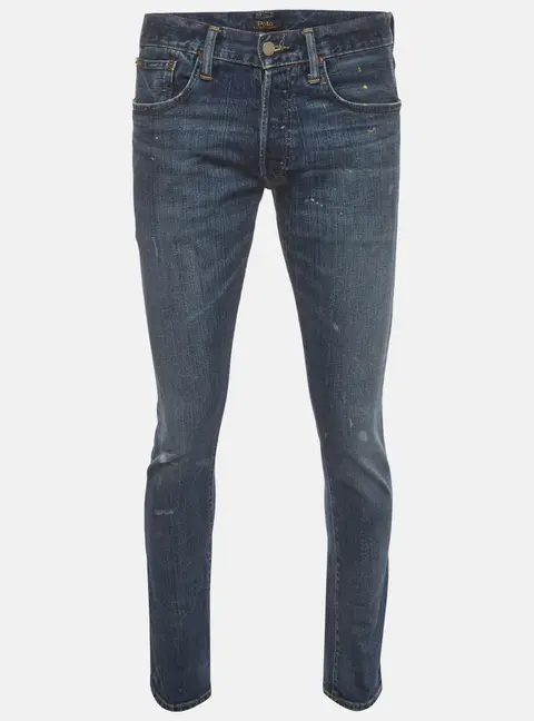 Polo Ralph Lauren Blue Denim Distressed Straight Fit Jeans /Waist 32"