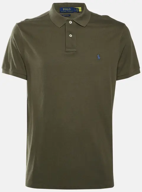 Polo Ralph Lauren Logo Embroidery Olive Green Cotton Pique Polo T-Shirt L