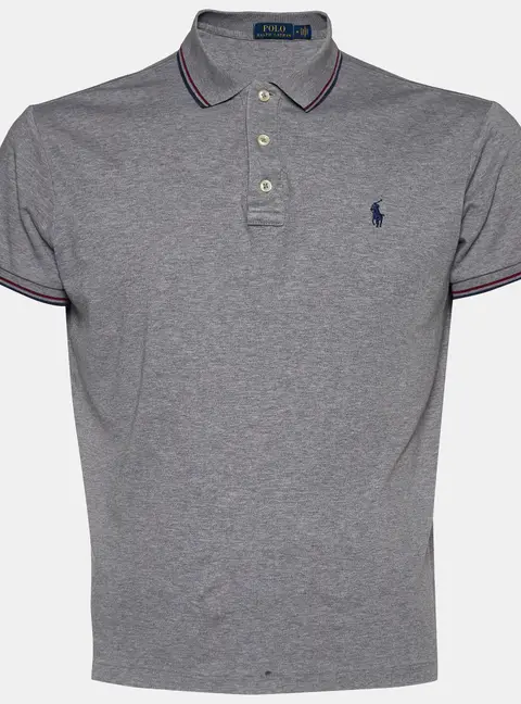 Polo Ralph Lauren Grey Cotton Logo Embroidered Polo T-Shirt M